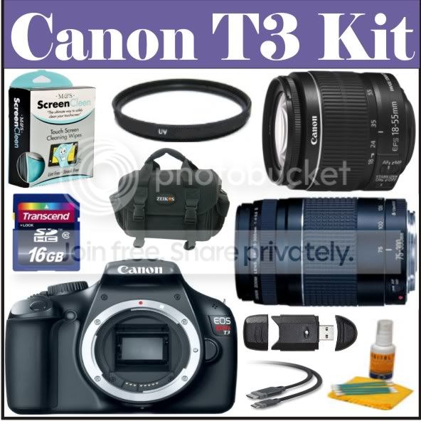 Canon EOS Rebel T3 12.2 MP CMOS Digital SLR Camera with EF-S 18-55mm IS II & EF 75-300 III Basic Lens Kit at Sears.com