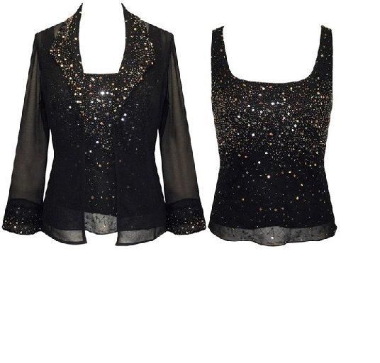 The Evening Store Black Jacket and Camisole Dressy Jacket and Top