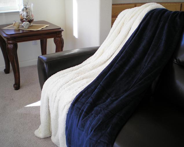 OctoRose � SUPER SOFT Queen FAUX FUR / MICRO FIBER BLANKET / Bedspread / Throw - Navy Blue at Sears.com
