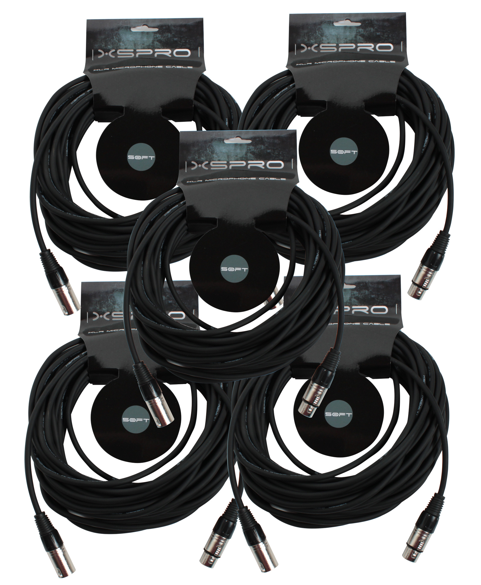 XSPRO XSM-50 5 Pack 50' Ft Foot Shielded Audio XLR Mic Microphone Cable XSPRO XSM-50 5 Pack 50' Ft Foot Shielded Audio XLR Mic Microphone Cable