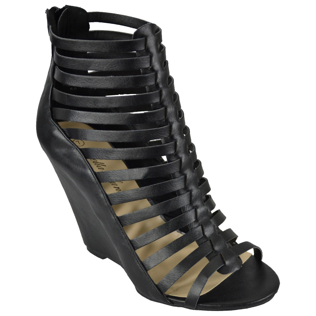 Bella Luna Women's Scarlet-01 Black Wedge Sandals Bella Luna Women's Scarlet-01 Black Wedge Sandals