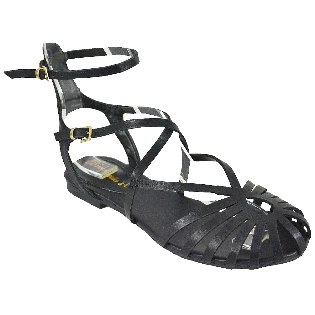 Breckelle Women's Polina-03 Black Crisscross Strappy Sandal Breckelle Women's Polina-03 Black Crisscross Strappy Sandal