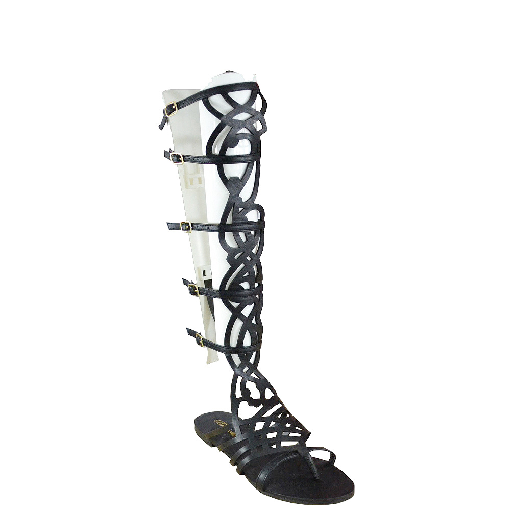 Breckelle Women's Solo-16 Black Strappy Gladiator Flat Sandal Breckelle Women's Solo-16 Black Strappy Gladiator Flat Sandal