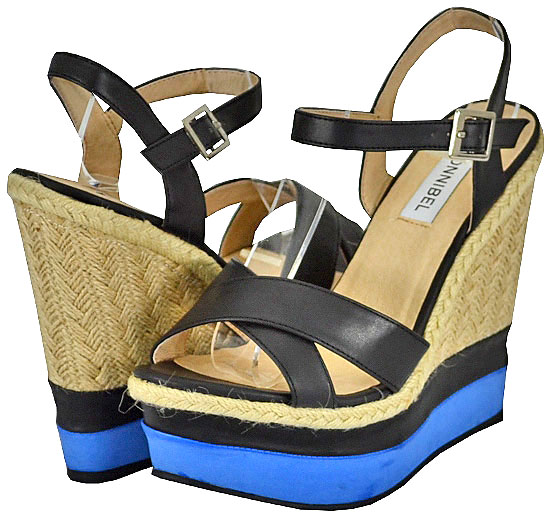 BONNIBEL Women's Kristo-1 Black Wedge Sandals BONNIBEL Women's Kristo-1 Black Wedge Sandals
