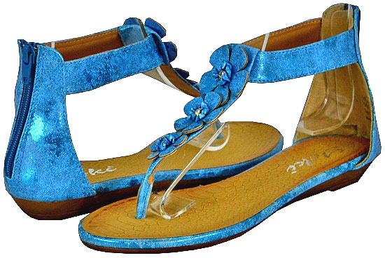 Yoki Women's Perly Blue Flat Sandals Yoki Women's Perly Blue Flat Sandals