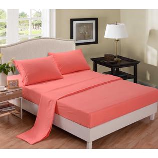 Honeymoon Deep Pockets 4PC Bed sheet set, Coral, Full Size ...