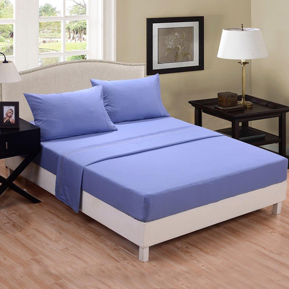 Deep Pockets 4PC Bed sheet set, Light Blue, Full Size
