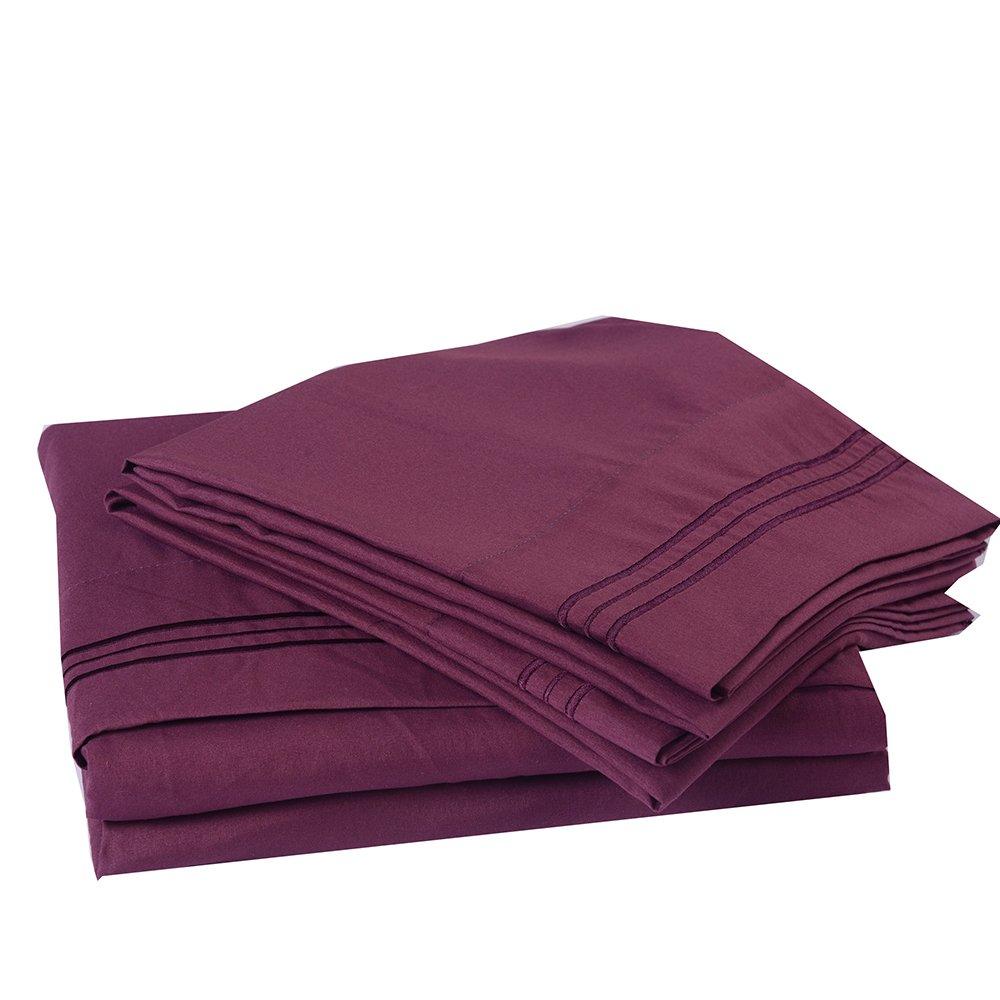 Deep Pockets 4PC Bed sheet set, Purple Eggplant, Full Size