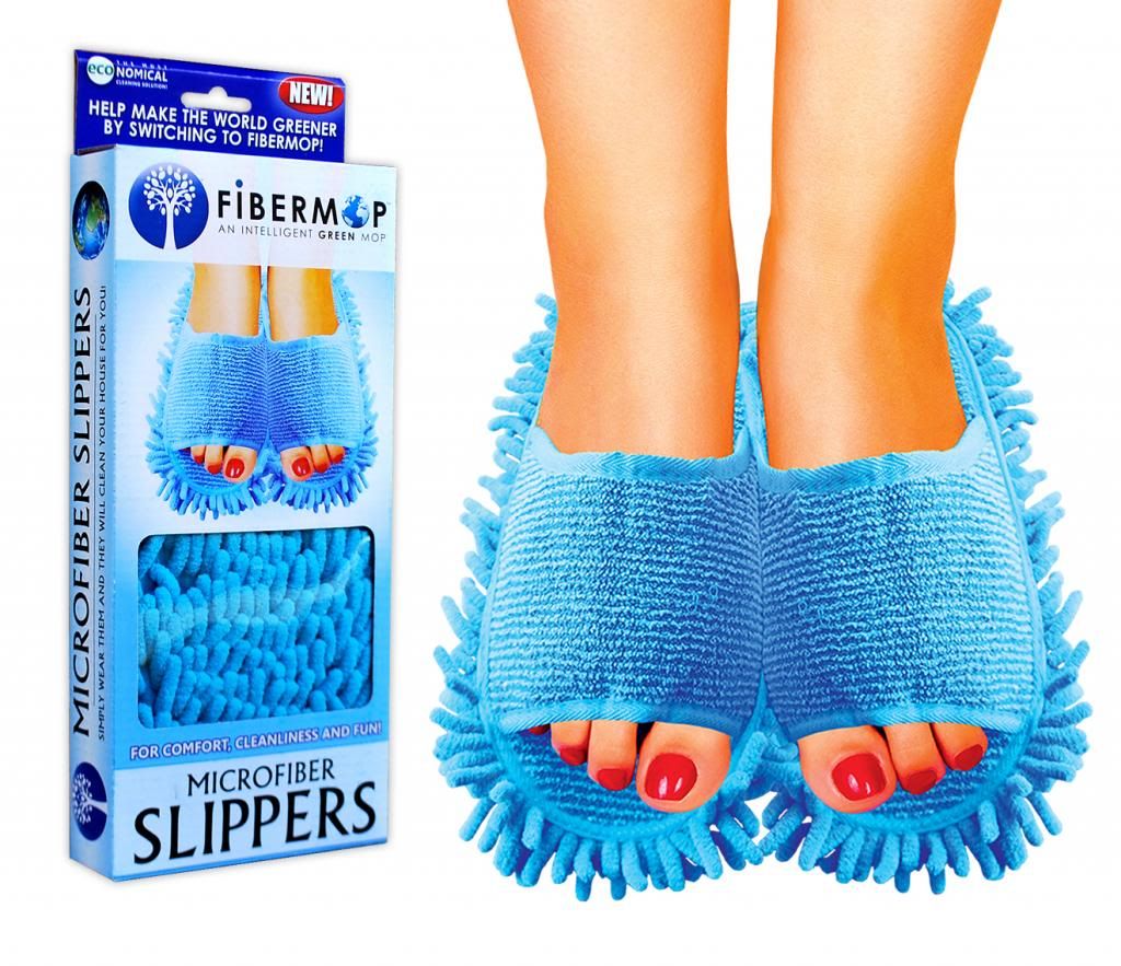 Fibermop 1 Pair of Microfiber Slippers, Cleaning, Dusting Floor Wipe