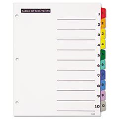 MotivationUSA * Office Essentials Table 'N Tabs Dividers, 10 Multicolor Tabs, 1-10, Le at Sears.com