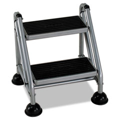 MotivationUSA * Rolling Commercial Step Stool, 2-Step, 19 7/10 Spread, Platinum/Black at Sears.com