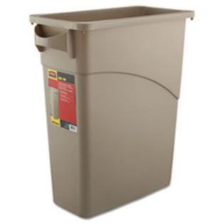 COU ** Slim Jim Waste Receptacle, Rectangular, Plastic, 15 7/8gal, Beige COU ** Slim Jim Waste Receptacle, Rectangular, Plastic, 15 7/8gal, Beige