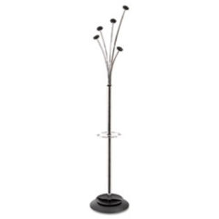 Alba * Festival Coat Tree w/Umbrella Holder, Five Knobs, Black/Chrome Alba * Festival Coat Tree w/Umbrella Holder, Five Knobs, Black/Chrome