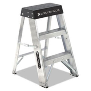 Louisville * Aluminum Step Stool, 17w x 18 1/4 Spread x 26h, Aluminum/Black Louisville * Aluminum Step Stool, 17w x 18 1/4 Spread x 26h, Aluminum/Black