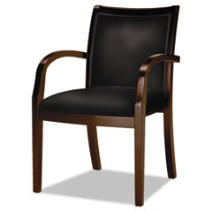 COU ** Mercado Series Ladder-Back Wood Guest Chair, Mahogany/Black Leather at Sears.com