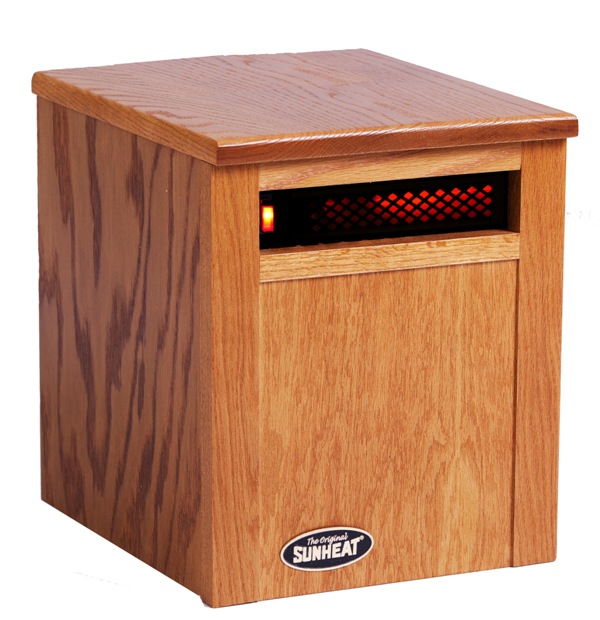 SH-750 Electric Portable 750 Watt Infrared Heater with Made in USA Cabinetry - Golden Oak