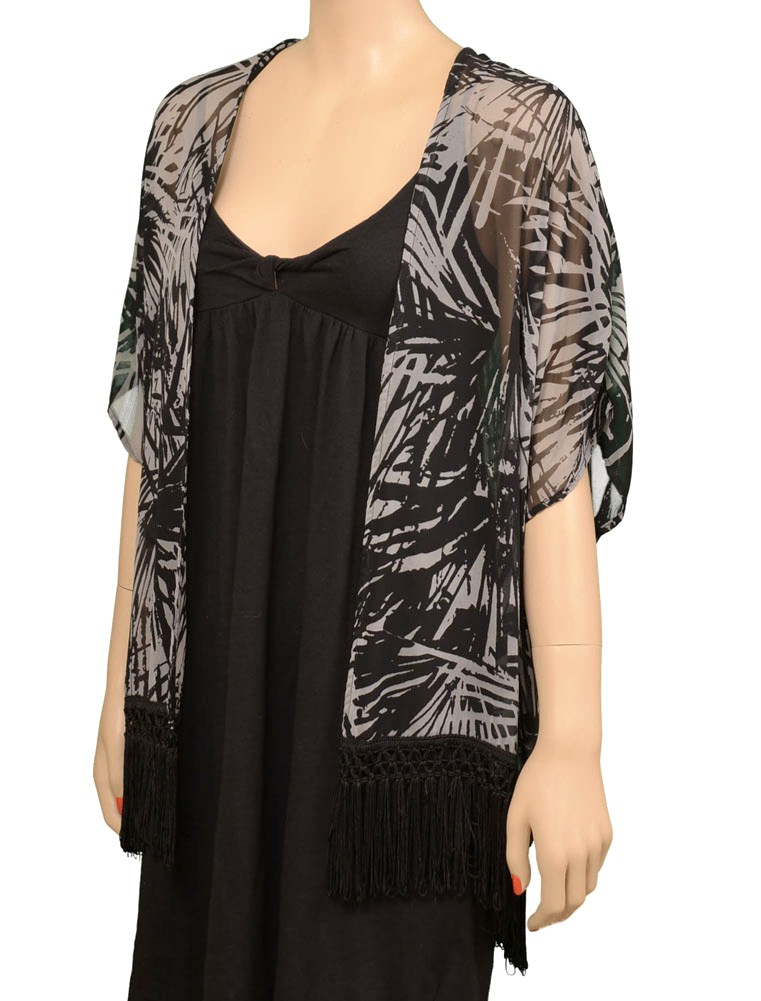 LUSH Chiffon Cardigan S/S Womens Jackets Gray Black Size M L at Sears.com