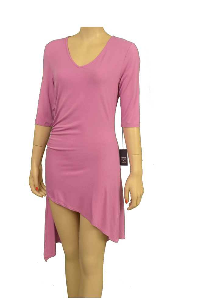 Prialle S12K09 Hi Lo Tunic 1/2 Womens Shirts Pink Size M Prialle S12K09 Hi Lo Tunic 1/2 Womens Shirts Pink Size M