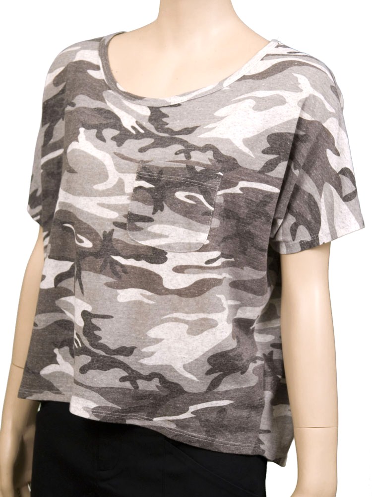 Audrey 3+1 Army Print S/S Womens T Shirts Gray Size S ~ at Sears.com