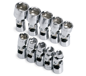 SK HAND TOOL LLC 10 Piece 6 Point Flex Chrome Socket Set 1/4 Drive