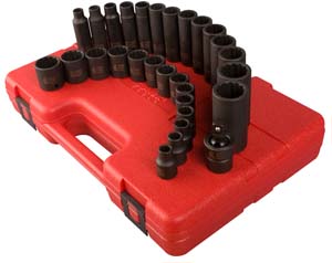 Sunex Tool 29 Piece Metric Impact Set 3/8 Drive 12 Point Deep/Shallow