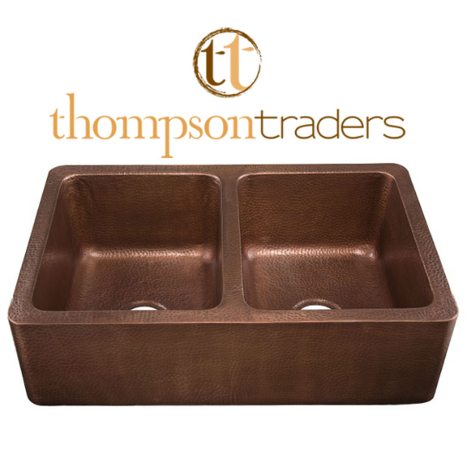 Thompson Traders - Copper Kitchen Sinks Corniglia - KDA-3322AH Copper Kitchen Double Farmhouse Apron Sink Thompson Traders - Copper Kitchen Sinks Corniglia - KDA-3322AH Copper Kitchen Double Farmhouse Apron Sink