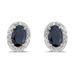 MLG Jewelry 14K White Gold Oval Sapphire and Diamond Earrings (1.20ct tgw) MLG Jewelry 14K White Gold Oval Sapphire and Diamond Earrings (1.20ct tgw)