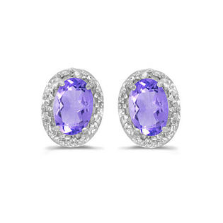 MLG Jewelry 14K White Gold Oval Tanzanite and Diamond Earrings (3/4ct TGW) MLG Jewelry 14K White Gold Oval Tanzanite and Diamond Earrings (3/4ct TGW)