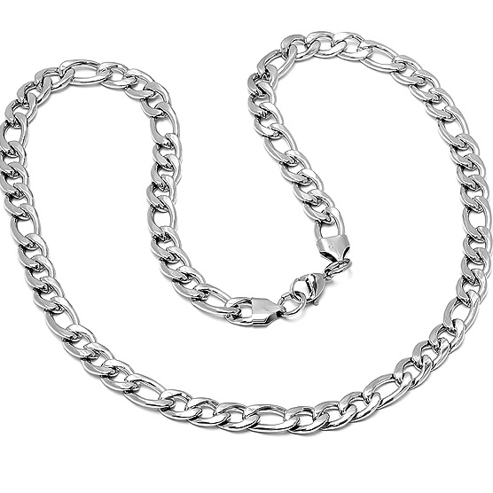 MLG Jewelry Solid Stainless Steel Figaro Chain Link Mens Necklace 24 inches at Sears.com