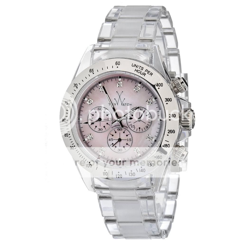 Toy Unisex Mother Of Pearl CZ Dial Clear Band Quartz Analog Chrono Watch 8006PKP at Sears.com