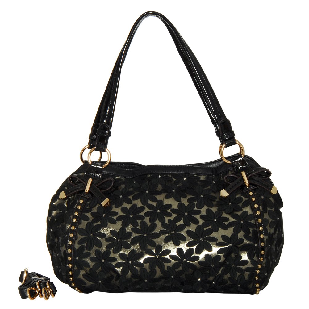 Nicole Lee P3077 Avelina Floral Contrast Large Shoulder Bag In Black at Sears.com