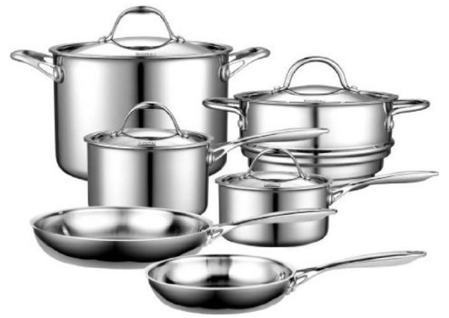 Neway International Cooks standard NC00210 Multi-Ply Clad Stainless-Steel 10-Piece Cookware Set