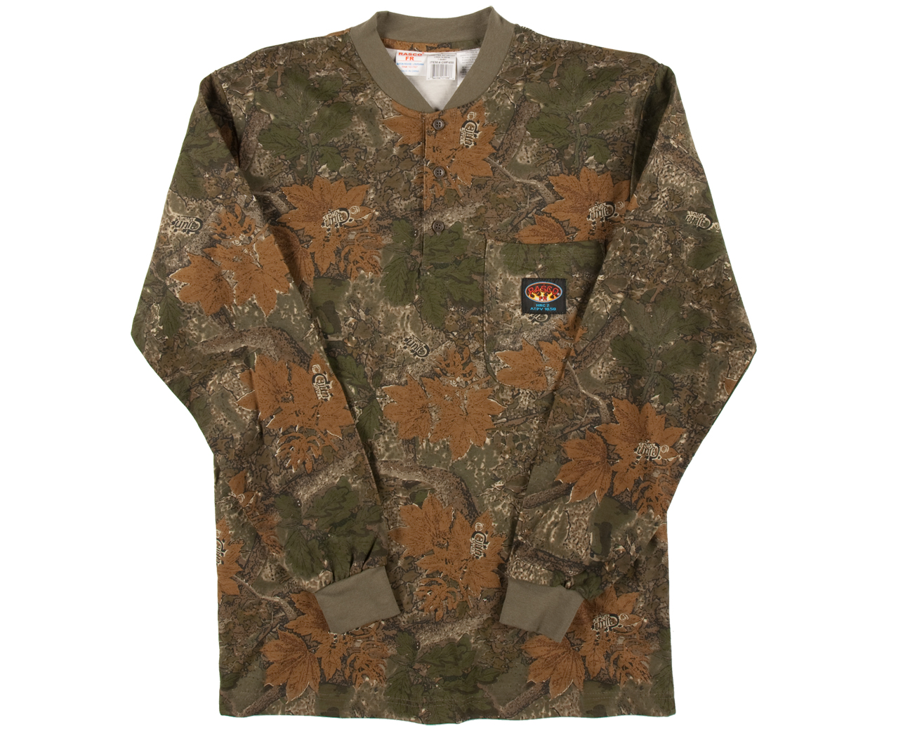 Rasco FR Rasco FR Camo Henley T Shirt 100% Cotton Rasco FR Rasco FR Camo Henley T Shirt 100% Cotton
