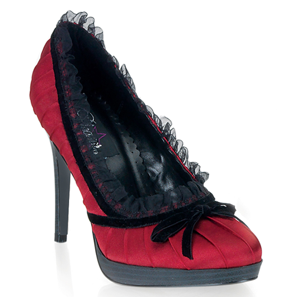 PLEASERs Womens Red and Black Dress Shoes 4.25 inch Satin Pump Dress Shoes at Sears.com