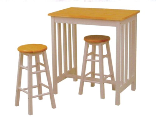 Sophia's Galleria 3-pc Breakfast Set Table and 2 Stools with Nature Top and White Buttom ADS1048-nw at Sears.com