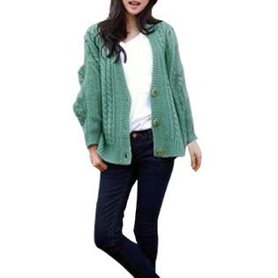 Unique Bargains Women Cardigan Fisherman Light Green Ribbed Knitting Stretch Winter Sweater L Unique Bargains Women Cardigan Fisherman Light Green Ribbed Knitting Stretch Winter Sweater L