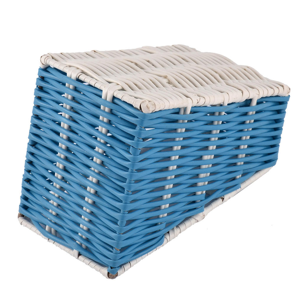 Dresser Plastic Three Compartments Storage Box Case Holder Container Basket Blue
