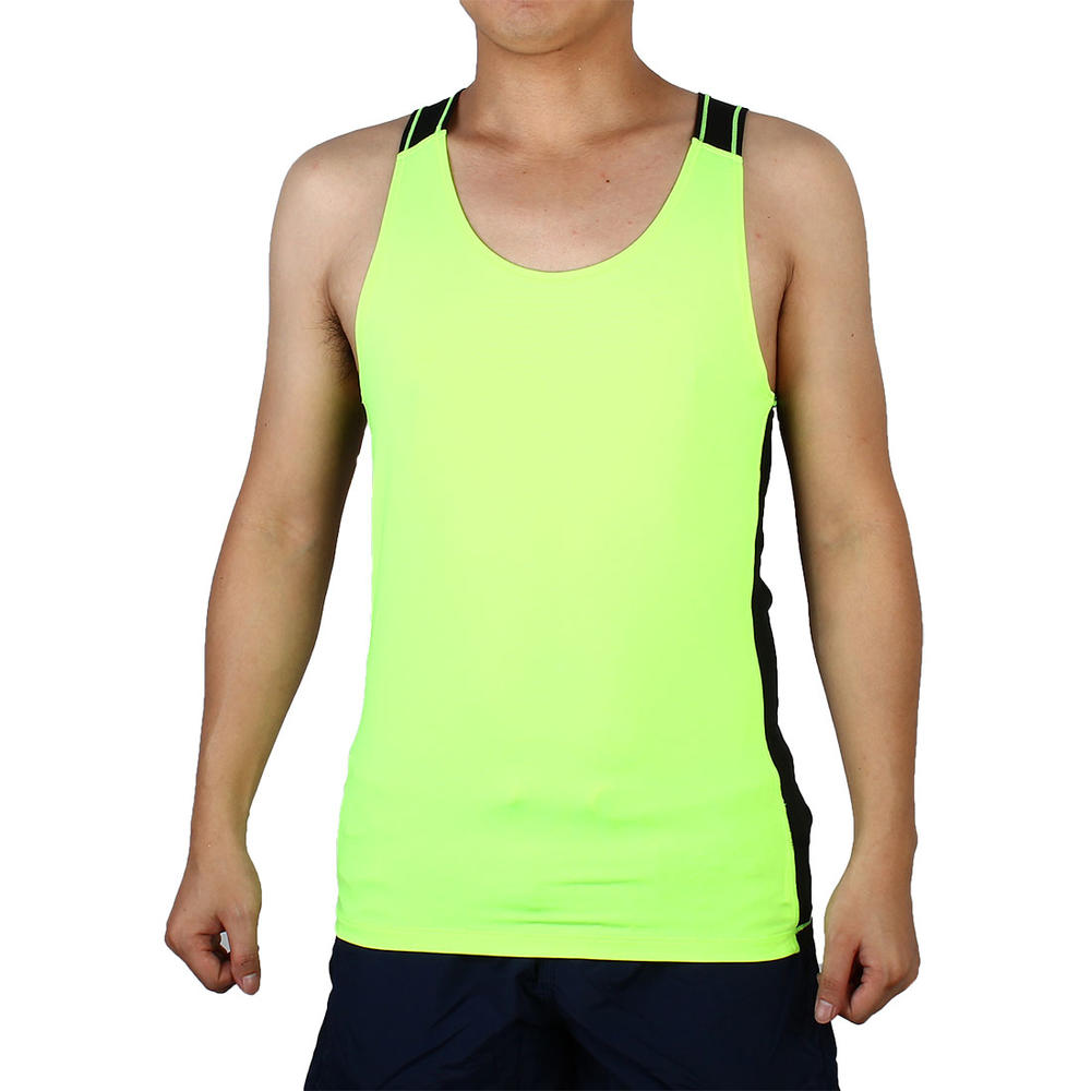 Unique Bargains Outdoor Exercise Basketball Training T-shirt Sports Tank Top Fluorescent Green M