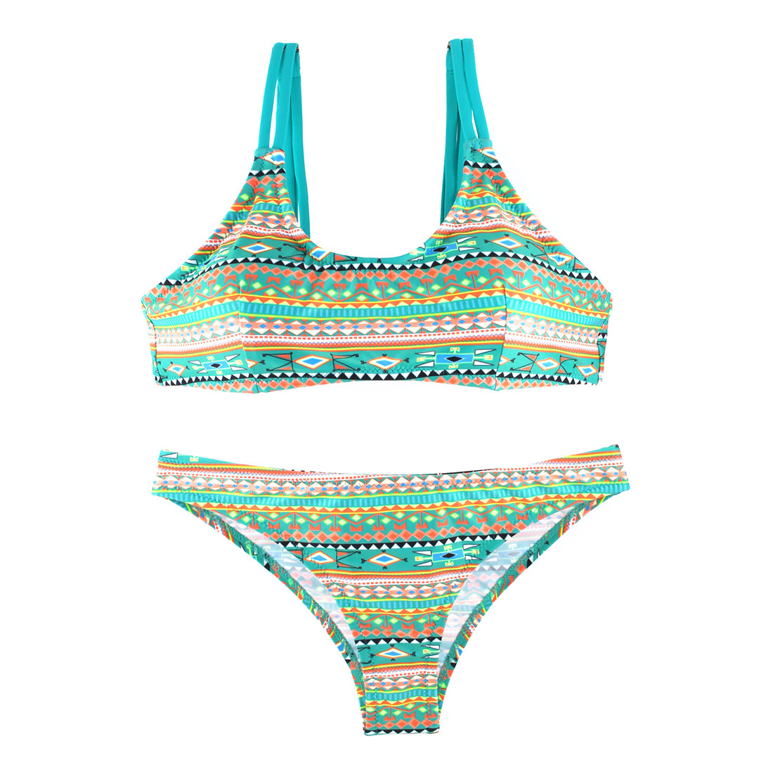 Unique Bargains Geometry Padding Bra Two-Piece Swimming Suit Sexy Swimwear Women Bikini Set S