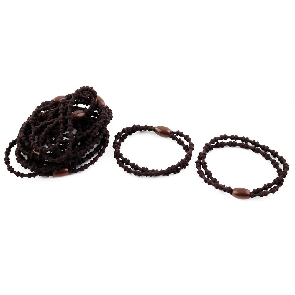 Unique Bargains Elastic Rubber Hair Tie Rope Ring Haristyle Maker Holder Coffee Color 10 Pcs
