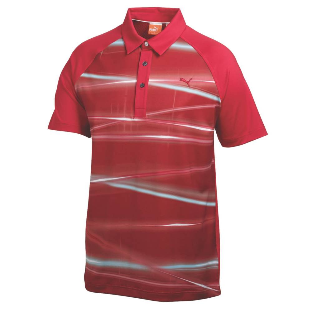 Puma Men's Fluid Light Polo Shirt - Biking Red Sky Blue Crimson Puma Men's Fluid Light Polo Shirt - Biking Red Sky Blue Crimson