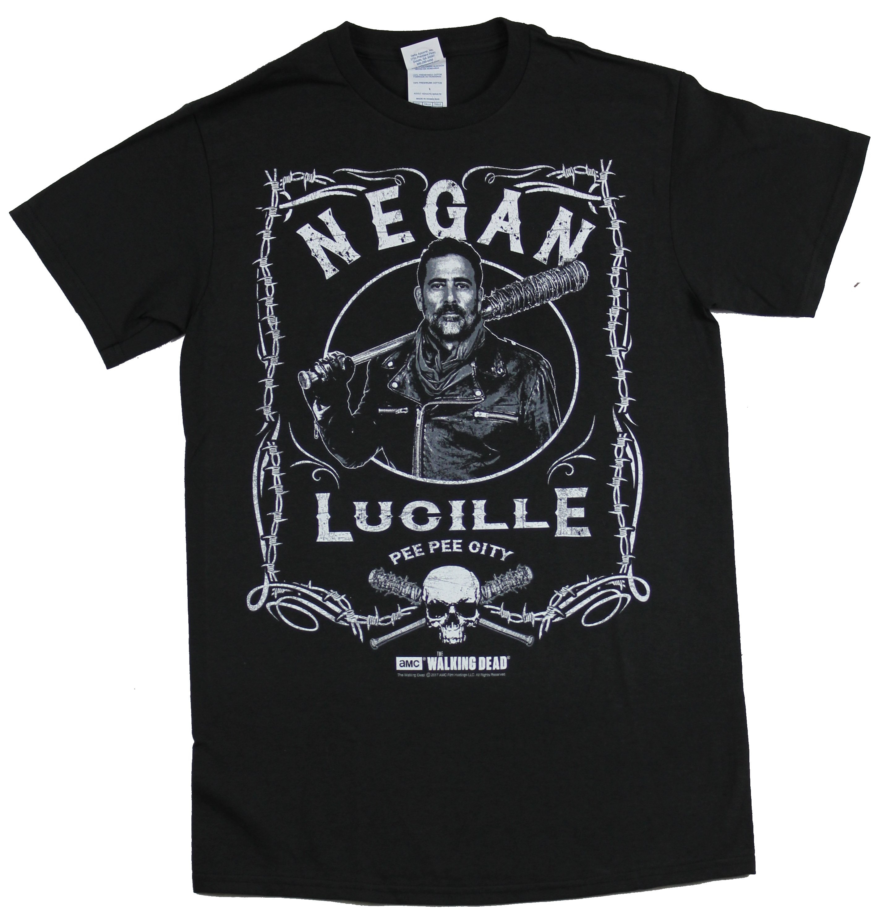 IMPB The Walking Dead  Mens T-Shirt - Negan Lucille Pee Pee City Label on black