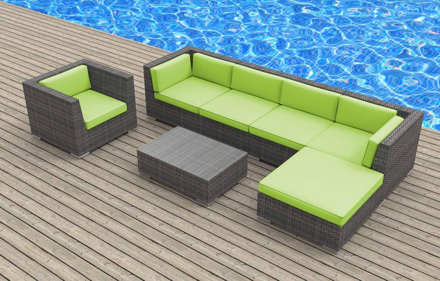 Urbanfurnishing Net Lanai 7pc Modern Outdoor Backyard Wicker Urbanfurnishing Net Lanai 7pc Modern Outdoor Backyard Wicker Rattan Patio Furniture Sofa Sectional Couch Set Free