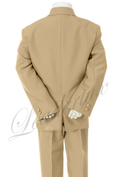 Leadertux 8 10 12 14 Child Kid Khaki Stone Formal Wedding Birthday Party Boy Suit Tuxedo Outfit 6pc Set + Design Fashion Tie