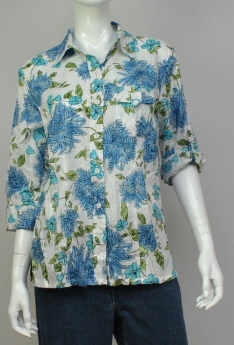 KAREN SCOTT NEW KAREN SCOTT WOMENS BUTTON DOWN SHIRT, 3/4 SLEEVES FLOWER PRINT TOP M KAREN SCOTT NEW KAREN SCOTT WOMENS BUTTON DOWN SHIRT, 3/4 SLEEVES FLOWER PRINT TOP M