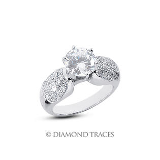 Diamond Traces 2.49 Carat Total D-SI2 Excellent AGI Cert Round Natural Diamond 14K White Gold Vintage Style Engagement Ring Diamond Traces 2.49 Carat Total D-SI2 Excellent AGI Cert Round Natural Diamond 14K White Gold Vintage Style Engagement Ring