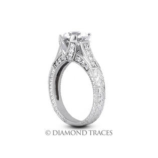 Diamond Traces 5.08 Carat Total K-SI2 Excellent AGI Cert Round Natural Diamond 14K White Gold Vintage Style Engagement Ring Diamond Traces 5.08 Carat Total K-SI2 Excellent AGI Cert Round Natural Diamond 14K White Gold Vintage Style Engagement Ring