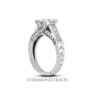 Diamond Traces 1.09 Carat Total H-VS2 Excellent AGI Cert Princess Natural Diamond Platinum 950 Vintage Style Engagement Ring Diamond Traces 1.09 Carat Total H-VS2 Excellent AGI Cert Princess Natural Diamond Platinum 950 Vintage Style Engagement Ring