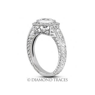 Diamond Traces 1.06 Carat Total F-SI1 Excellent AGI Cert Round Natural Diamond Platinum 950 Vintage Style Engagement Ring Diamond Traces 1.06 Carat Total F-SI1 Excellent AGI Cert Round Natural Diamond Platinum 950 Vintage Style Engagement Ring