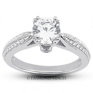Diamond Traces 1.70 Carat Total F-SI1 Excellent AGI Cert Round Natural Diamond Platinum 950 Vintage Style Engagement Ring Diamond Traces 1.70 Carat Total F-SI1 Excellent AGI Cert Round Natural Diamond Platinum 950 Vintage Style Engagement Ring